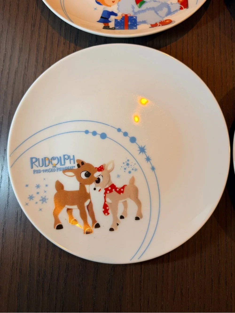 Rudolph the Red Nosed Reindeer Set of 4 Holiday Dessert Ceramic 8” Plates